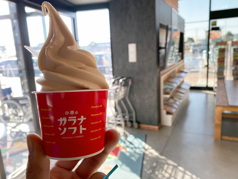 北海道 函館市 キャンピングカー 車 観光 道の駅なないろ・ななえ ガラナソフト