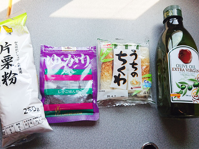 磯部揚げならぬ、ゆかり揚げの材料