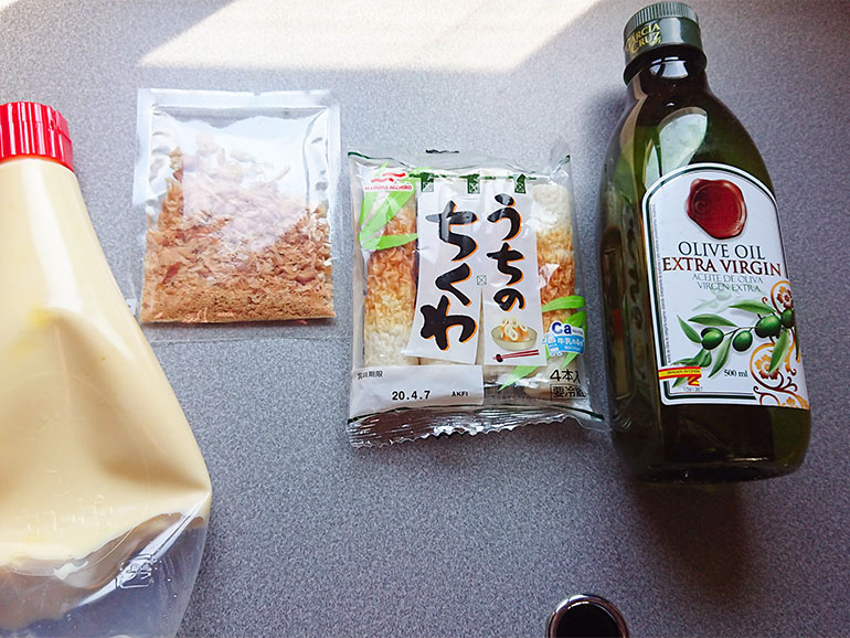 ちくわのカツオマヨ焼きの材料